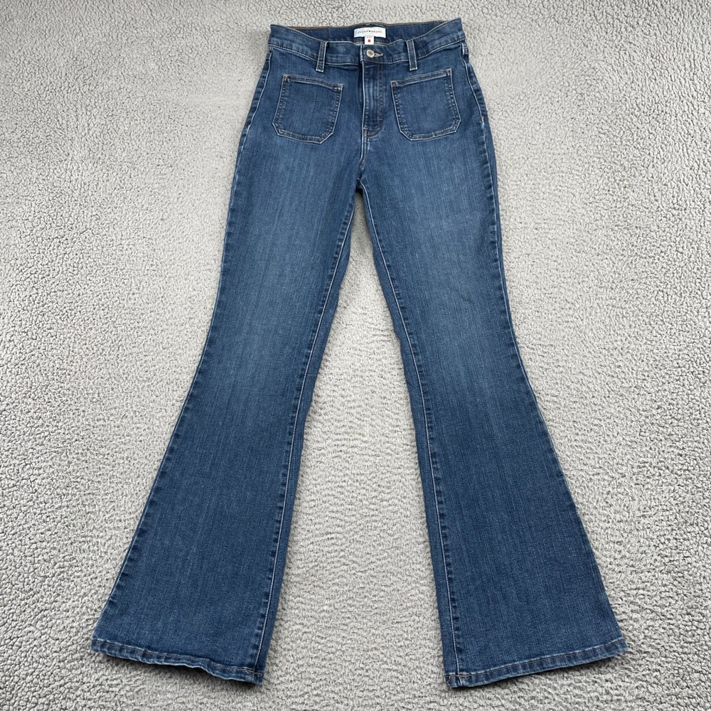 Lucky Brand Jeans Womens 8/29 Blue Stevie High Rise Flare Patch Pockets Denim